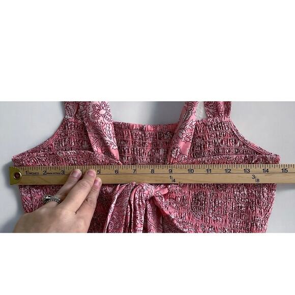 House of Harlow Pink Paisley Crop Top Smocked Stretch Tie Back size Small - Picture 10 of 12